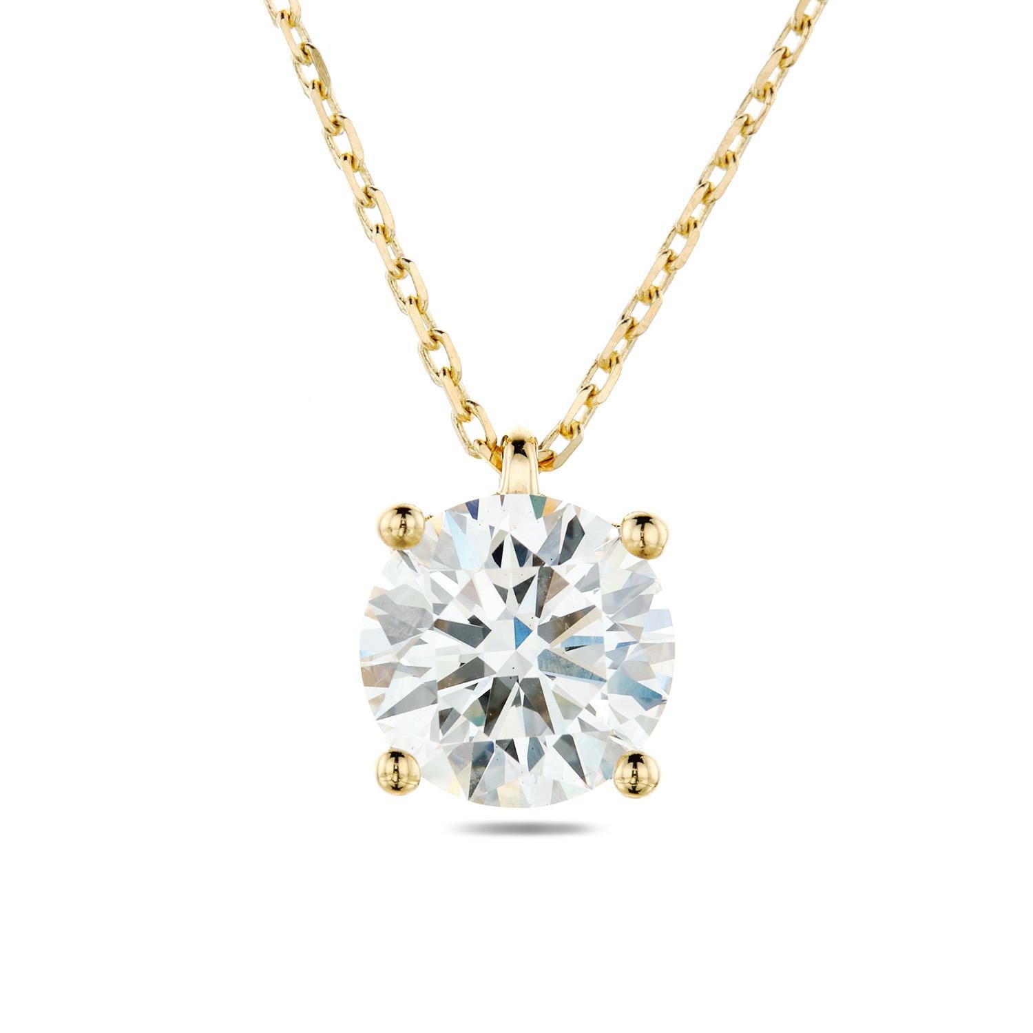 Yellow Gold Solitaire Round Pendant Necklace