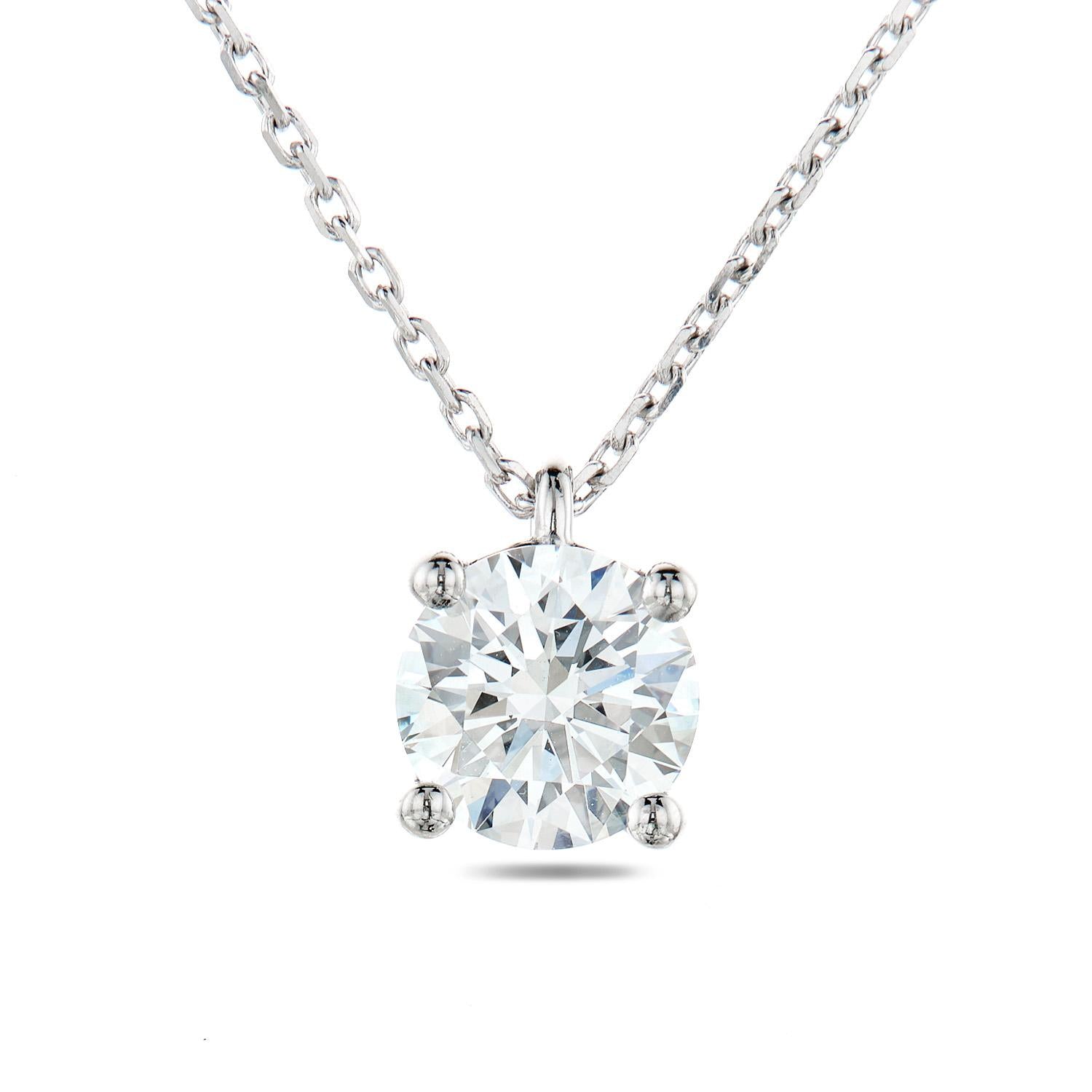 Platinum Solitaire Round Pendant Necklace