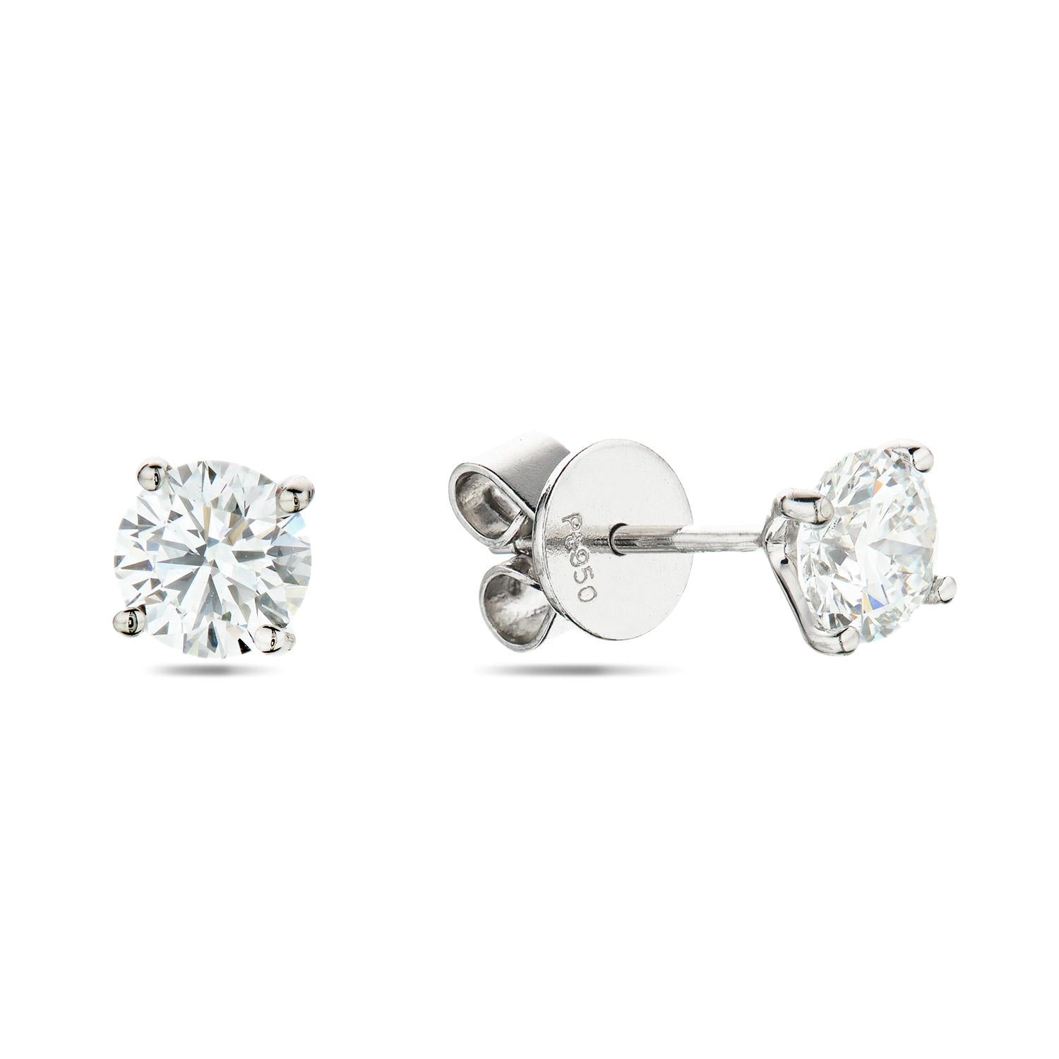 Platinum Diamond Stud 1.4 carat Earrings